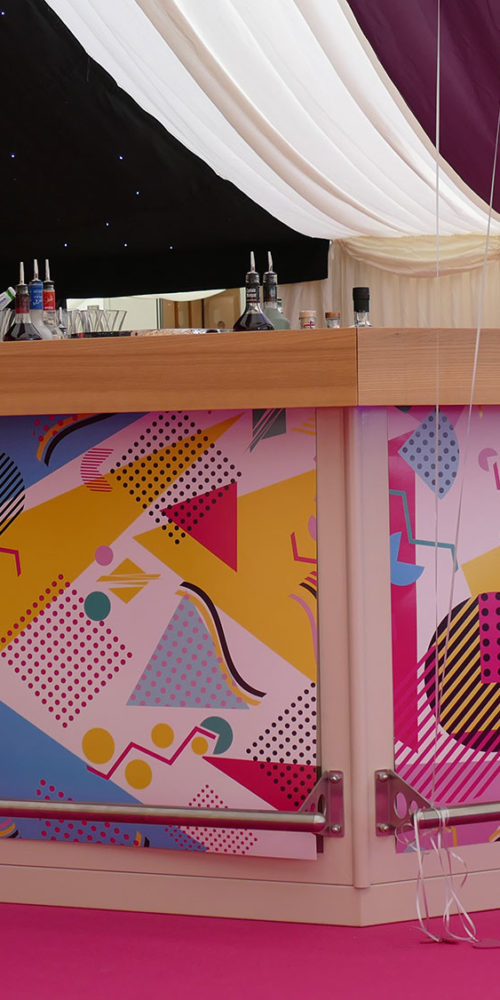 80s Theme Custom Umbrella Bar