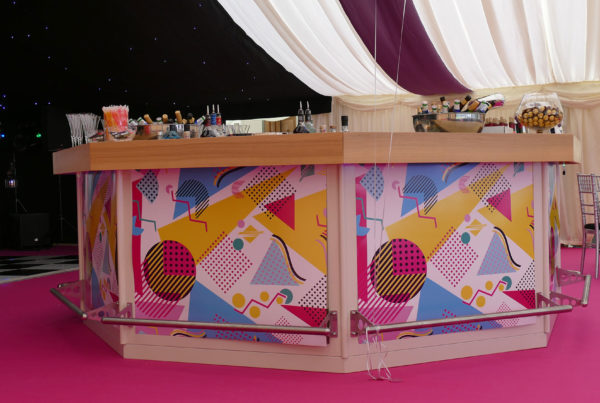 80s Theme Custom Umbrella Bar